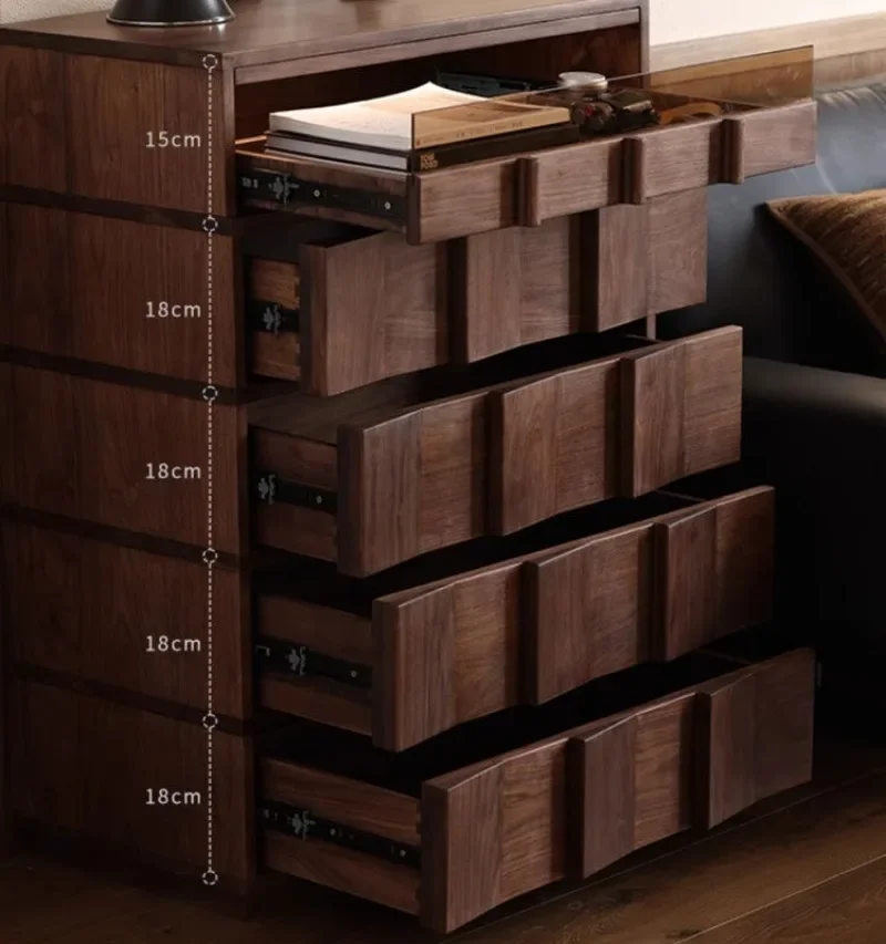 North American black walnut chest of drawers solid wood locker Nordic living room bucket cabinet bedroom storage log pumping