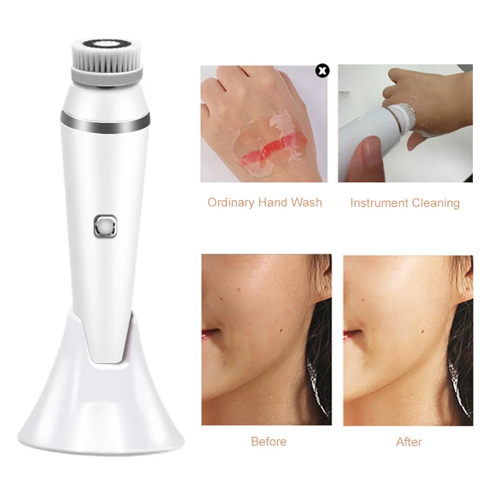 Rosto elétrico limpeza escova para cuidados com a pele facial, Sonic vibração massagem ferramenta, acne poro limpador, cravo silicone limpador, 4 em 1