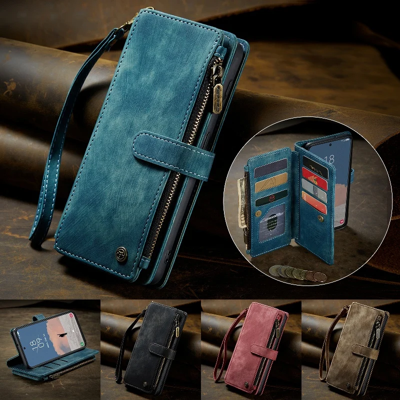 

Flip Wallet Case Cards Phone Cover For Samsung Galaxy A53 A32 A12 A54 A34 A30s S23 S22+ Removable Wrist Rope Leather Phone Case