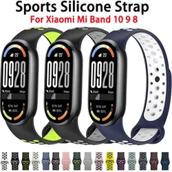 Silicone Strap for Xiaomi Mi Band 10 9 8 Soft Sports breathable Bracelet Wristband for Mi Band 10 9 8 Replacement Belt Correa