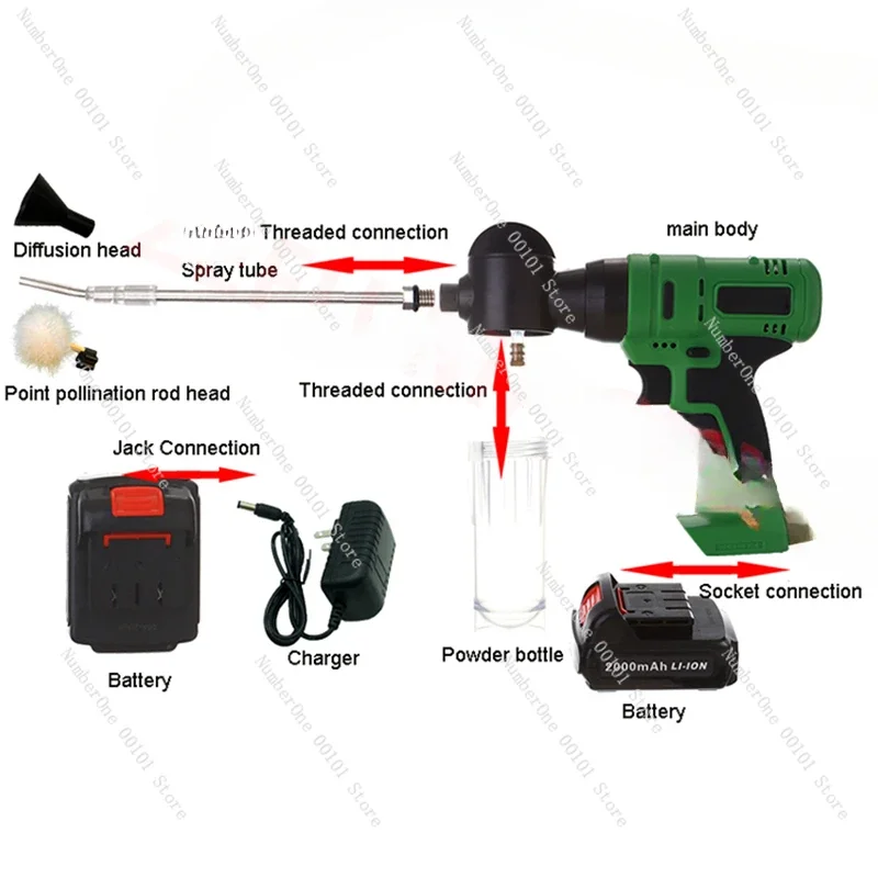 12V Electric Drill Pollinator Kiwi Fruit Tree Pollen Point Flower Pollinator Apple Pear Pollination Artifact Pollination Tool