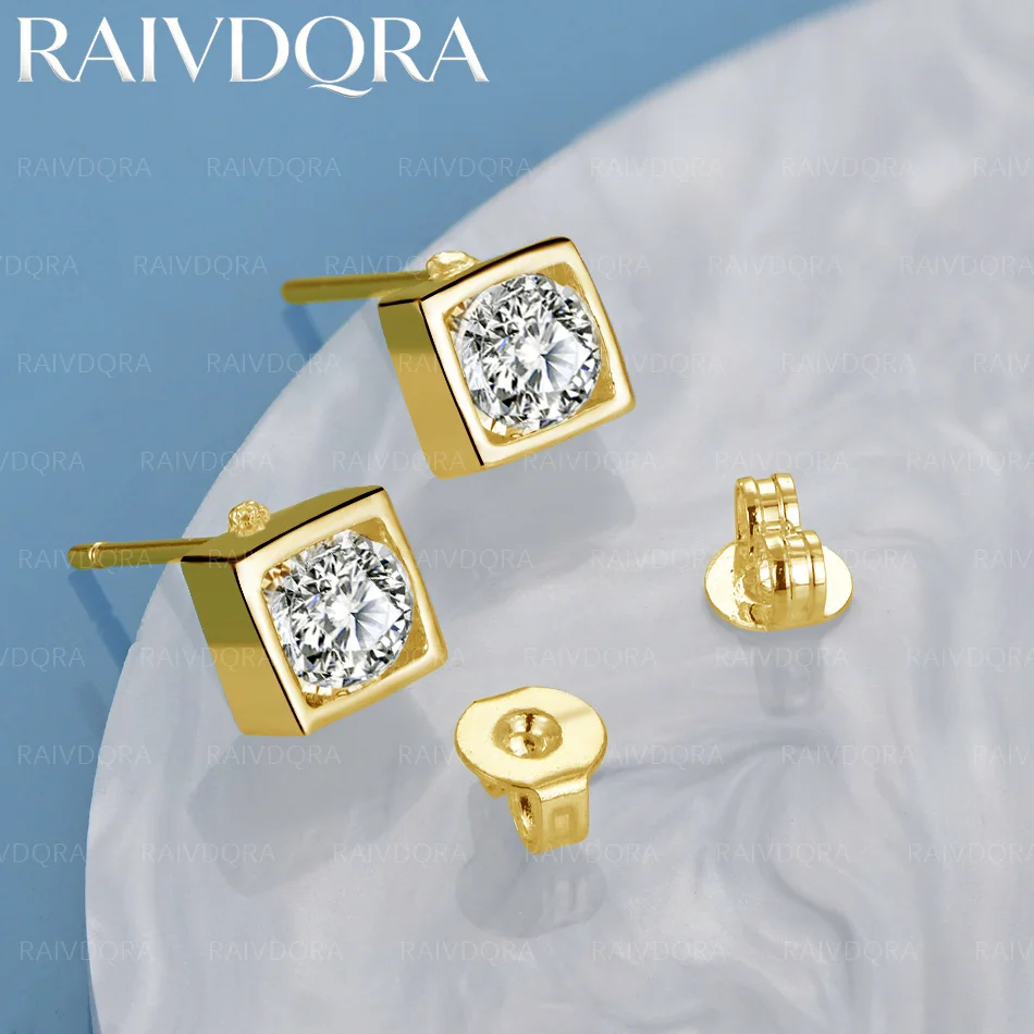 

18K Gold Plated Zircon Block Stud Earrings For Women Fashion Jewelry Charm Party Wedding Anniversary Accessories