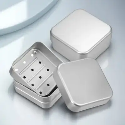 

2Pcs Soap Dish Travel Aluminum Box Draining Holder Lid Filter Sturdy Long-Lasting Compact Minimalist Design Aluminum Soap Box