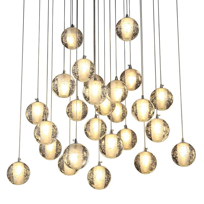 Modern staircase chandelier Living room Bedroom Kitchen stairwell Long Chandelier high ceiling sphere ball chandelier Lustre