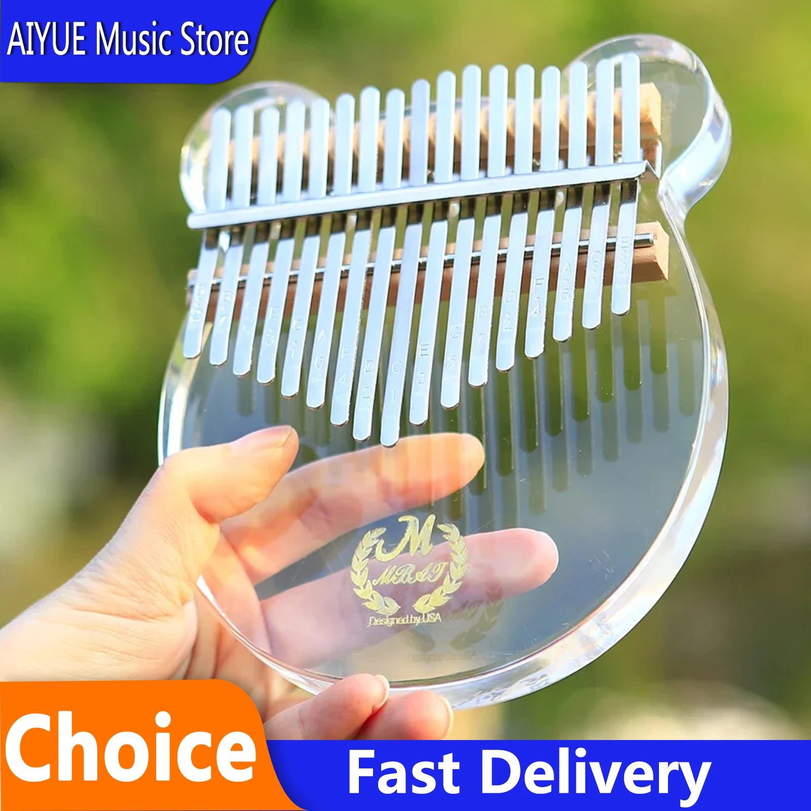 

M MBAT Kalimba17 Keys Professional Kalimba Acrylic Crystal Transparency Little Bear Thumb Piano Kalimba With Tuning Tools
