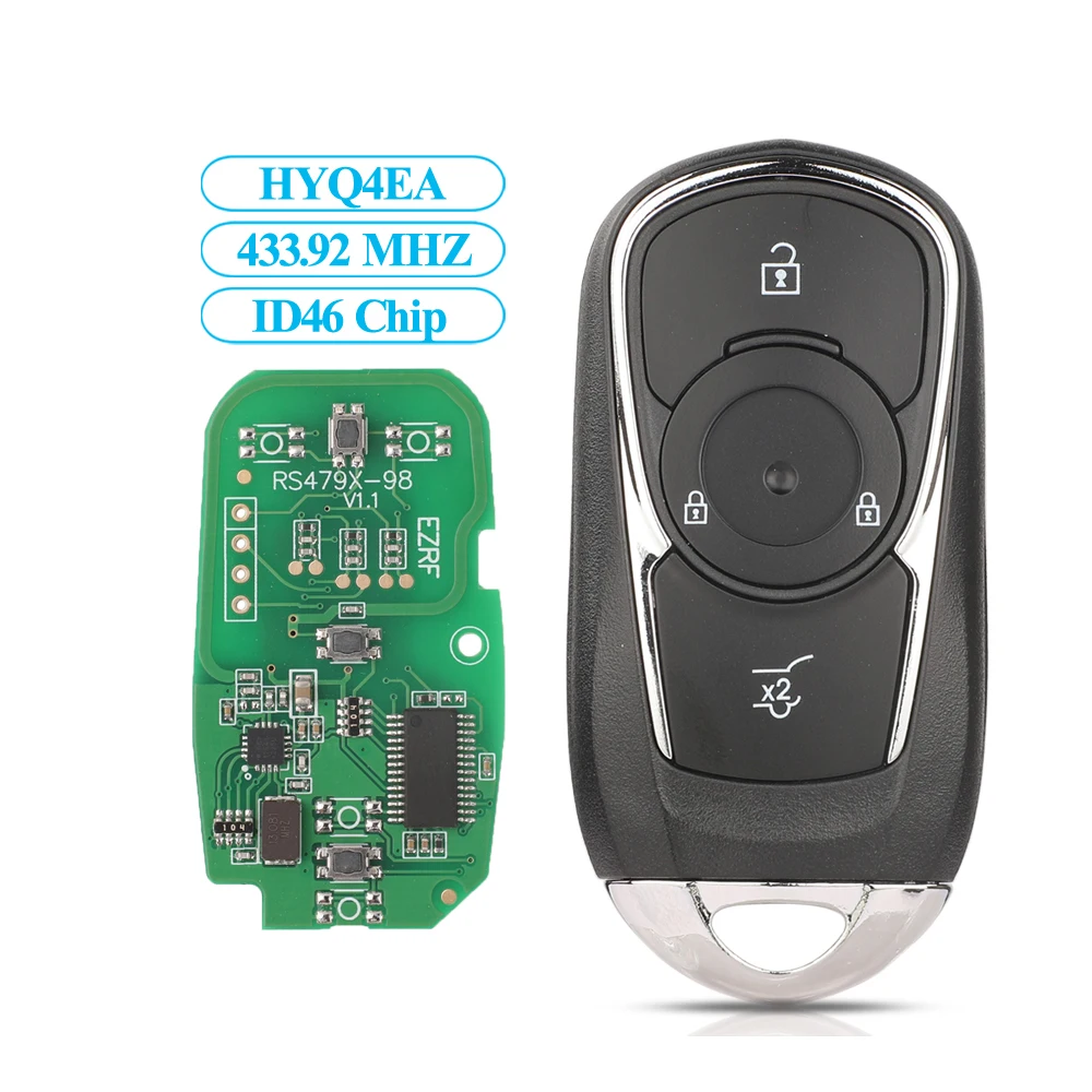 

Jingyuqin New 3 Buttons HYQ4EA Remote Car Key Fob 433.92MHz ID46 Chip For Opel Astra K Insignia 2016-2022 P/N: 13508410/13511627