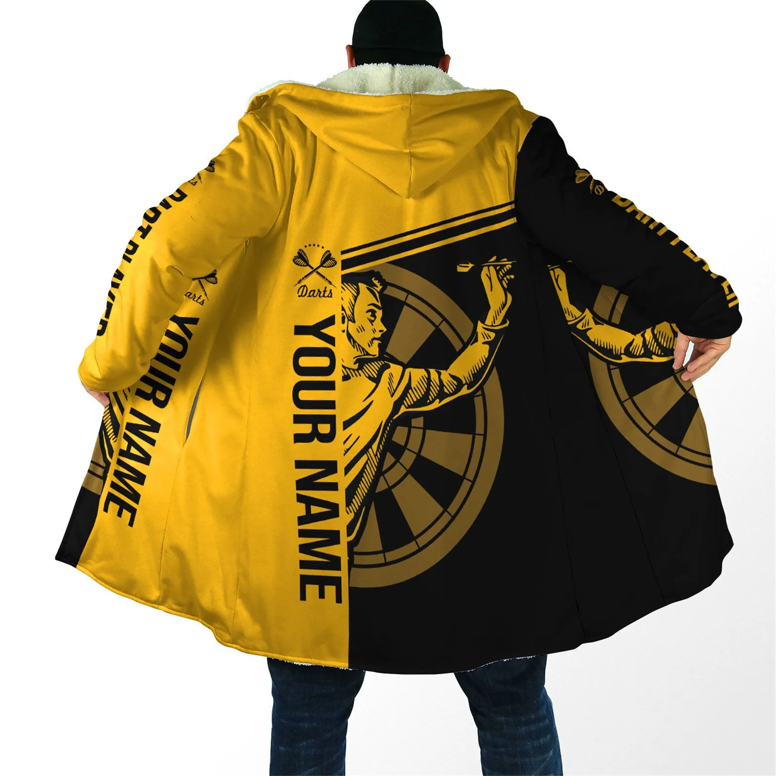 HX Winter Cape DIY Name Bier Muster Tattoo Spiel 3D Drucken Mit Kapuze Mantel für Männer Winddicht Fleece Cape Mit Kapuze Decke Dropshipping