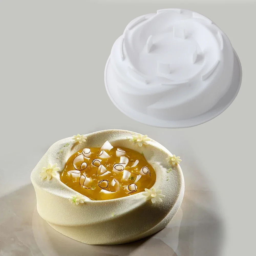 

Circular Whirlwind Design French Mousse Cake Moulds Food Grade Silicone Cake Mold Chocolate Mould Dessert Tools Kitchen Bakeware