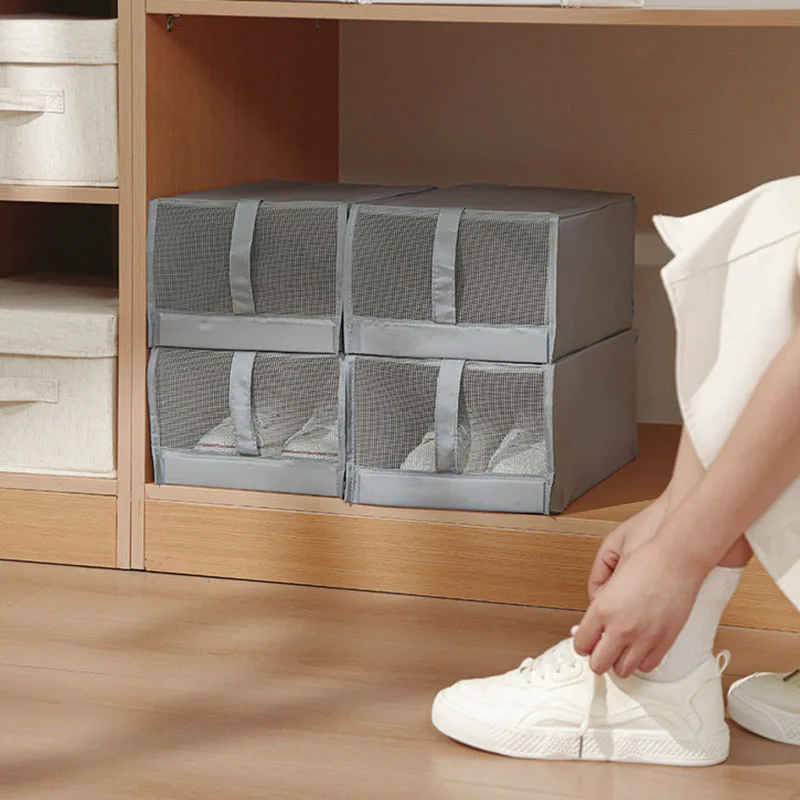 1PC Dustproof and Waterproof Combination Shoe Cabinet Foldable All-in-One Fabric Flap Shoebox No Installation Required