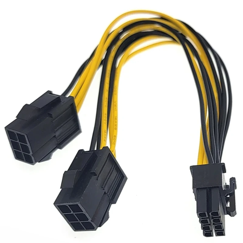 Graphics Card 8Pin Male To Dual 6Pin Female GPU Video Card 2X6pin To 8pin GPU 18AWG Power Supply Cable Y-Splitter Adapter