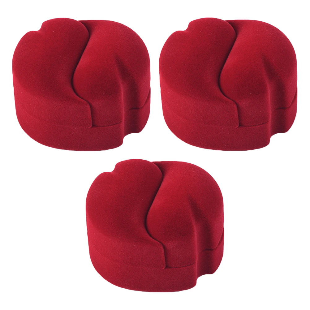 

3PCS Red Pair Ring Jewelry Box Jewelry Box Creative Ring Jewelry Case Necklace Earrings Jewelry Tray Gift Holder (Blue)