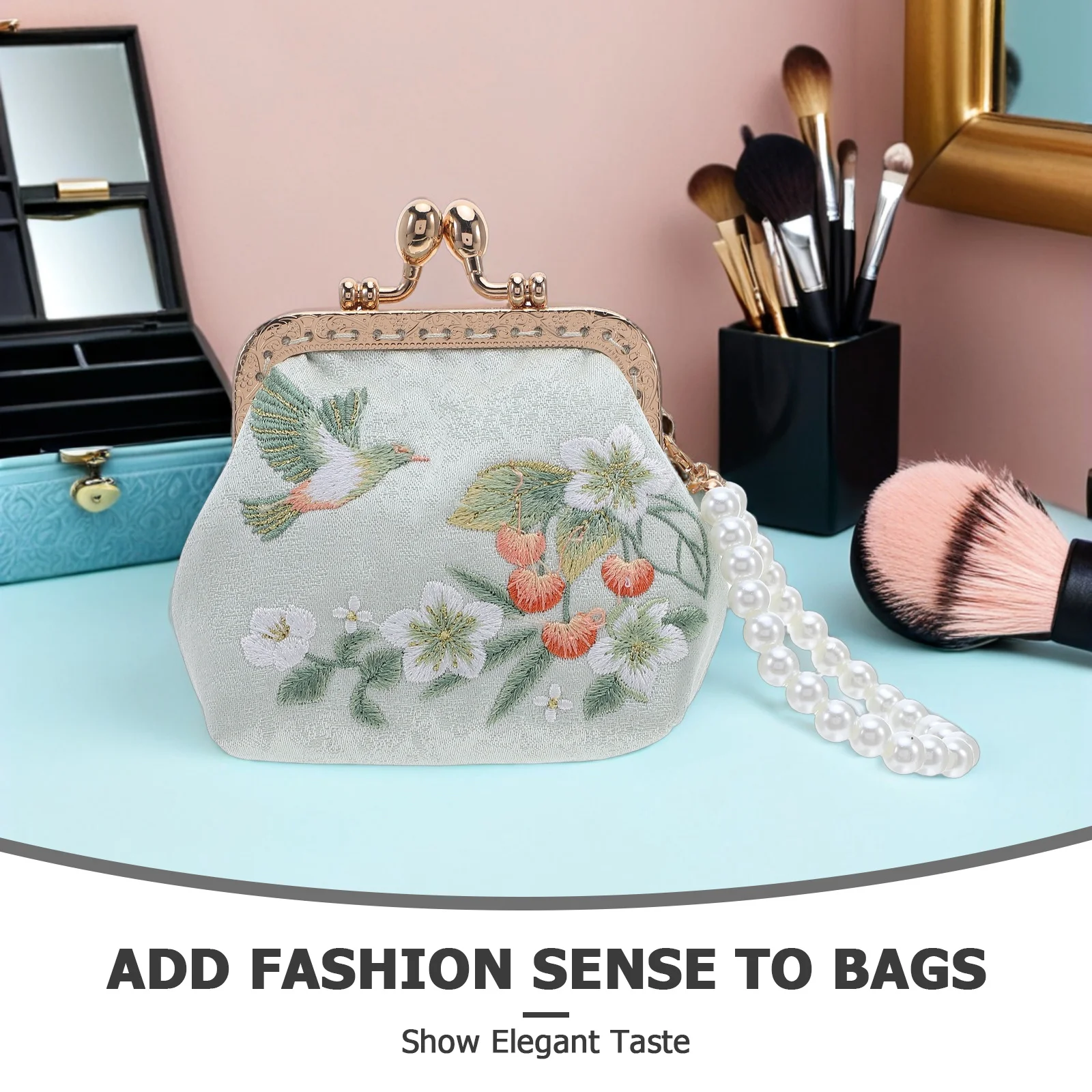Mini Embroidery Lock Organizer Chinese Floral Embroidered Coin Pouch Holder Small Makeup Case For Women Fabric Clutch Purse