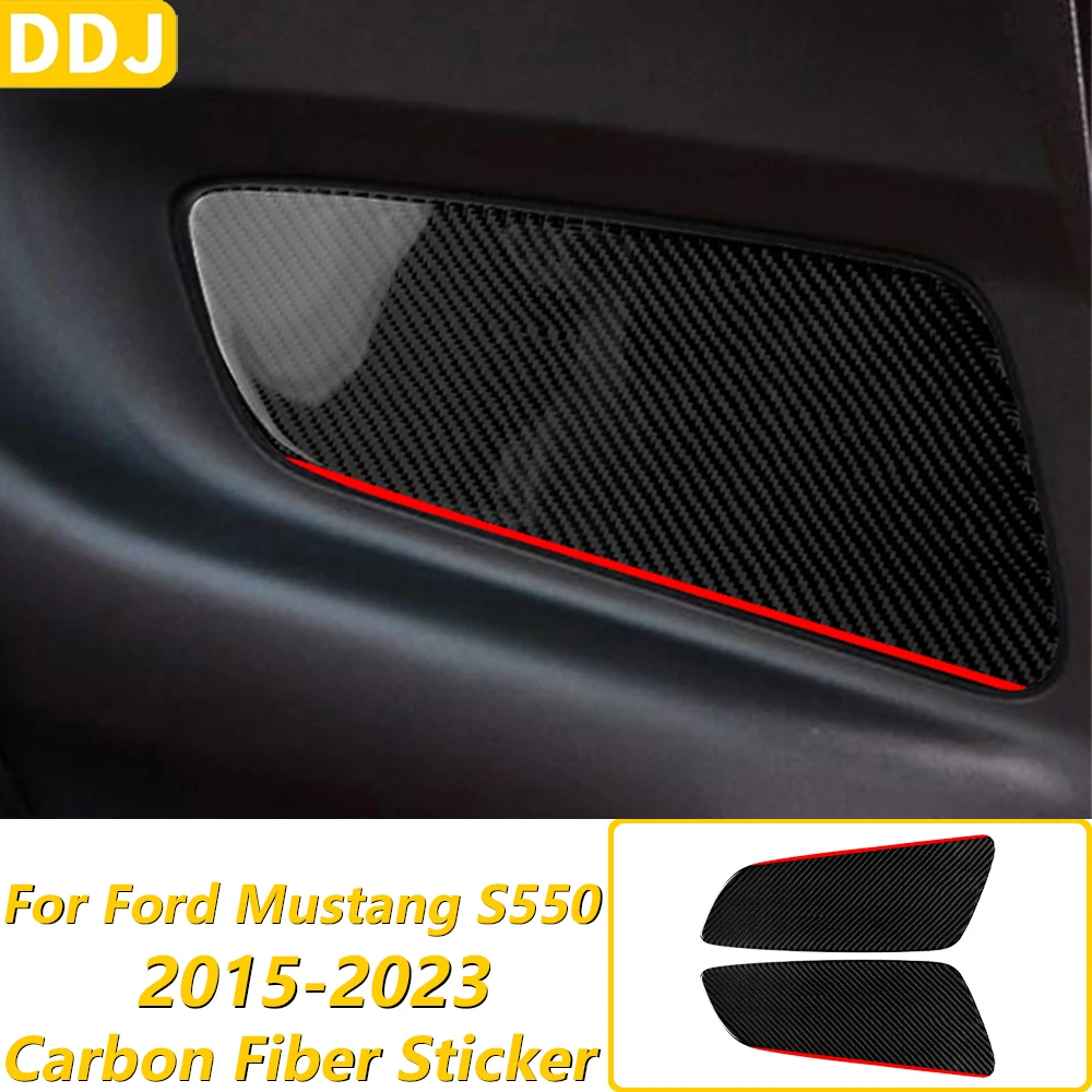 For Ford Mustang S550 2015-2023 Carbon Fiber Rear Inner Door Panel Cover Decorative Car Accessories Interior Decoration Sticker