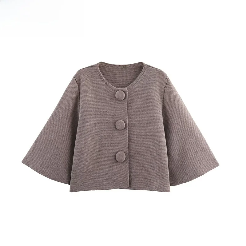 

Модное вязаное женское пальто Jaet из полиэфирного волокна с запахом на пуговицах, повседневное, простой дизайн, теплая длина Seven Sve