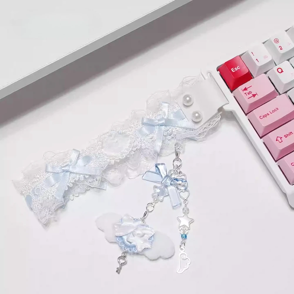 

Keyboard Ribbon Custom for Wooting 60 Knit Diy Side Buckle Strap Personality Cute Paste Lanyard Mechanical Keyboard Accessories