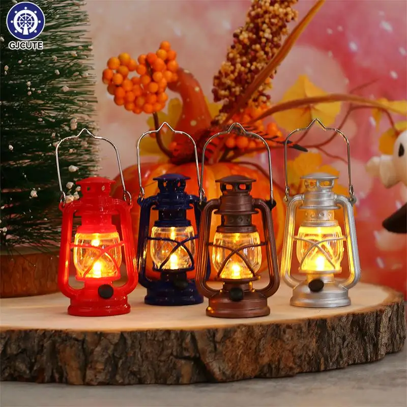 1/12 Dollhouse Miniature Pony Lantern Doll Kerosene Lamp Model Simulation Night Light Scene Shooting Props Dolls House Decor