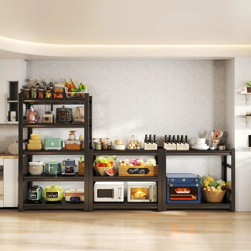 Adjustable Metal 5-Tier Shelving Unit, Heavy Duty Storage Rack, Detachable Shelves, 2000lbs Capacity, Utility Organizer for Home