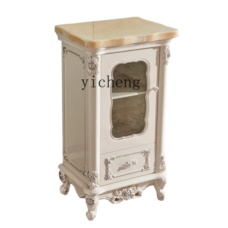 

ZC Glass Locker Living Room Home Hall Display Cabinet Marble Top Wine Cabinet Solid Wood