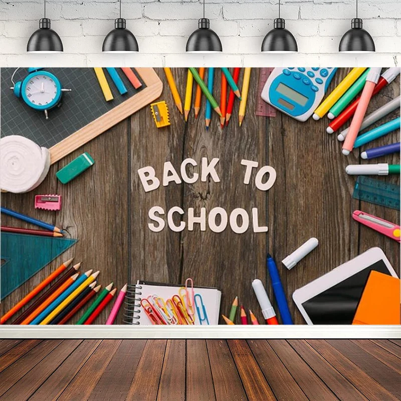 Photography Backdrop Back To School First Day of School Party Kindergarten Pencil Decor Poster Background Banner Photo Studio