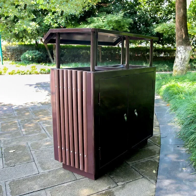 Outdoor sorting trash can, indoor wooden strips are recyclable and not recyclable, environmentally friendly park property villa