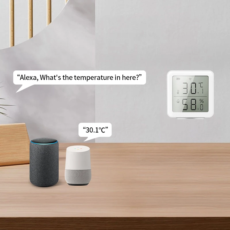 Tuya-温度および湿度センサー,LCDディスプレイ,自動化,スマートライフ,Alexa, Googleアシスタント,音声