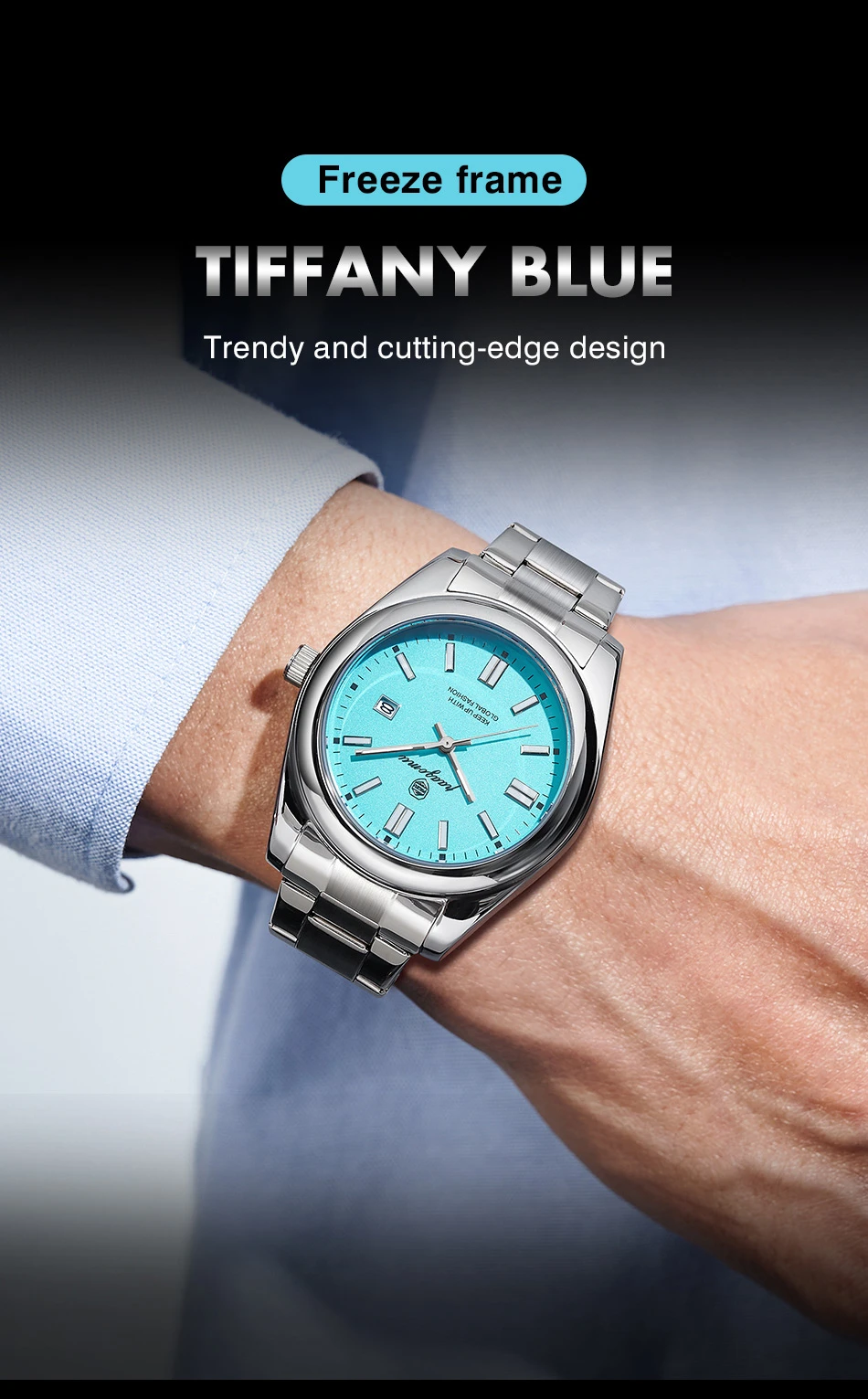 PAAZOMU Herren Luxus-Armbanduhr Wasserdicht Leuchtend mit Datumsanzeige Edelstahl Männeruhr Sport Mode Herren Quarzuhren – Detail 3