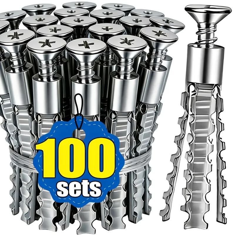 6/8mm Self Tapping Metal Expansion Wall Anchors Plug Kit for Concrete Hollow Wall Plasterboard Fastener Screws