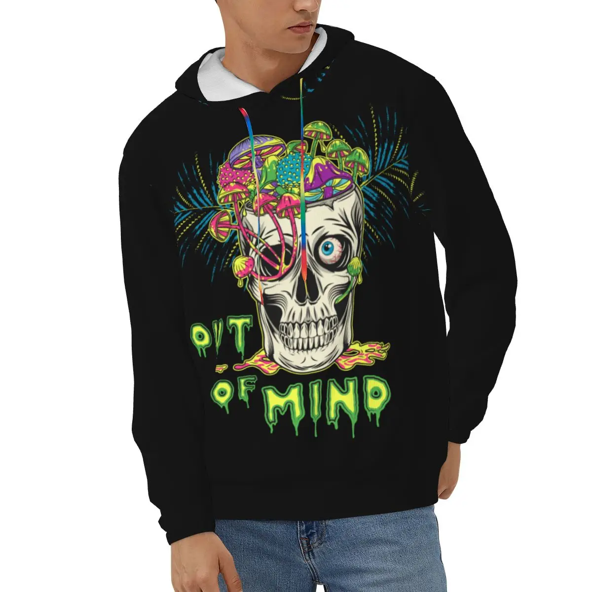 

Men Hoodies Streetwear Hoodie Crazy Mad Skull Hippie Mushrooms Sweatshirt Casual Male Autumn Winter Pullover Hoody