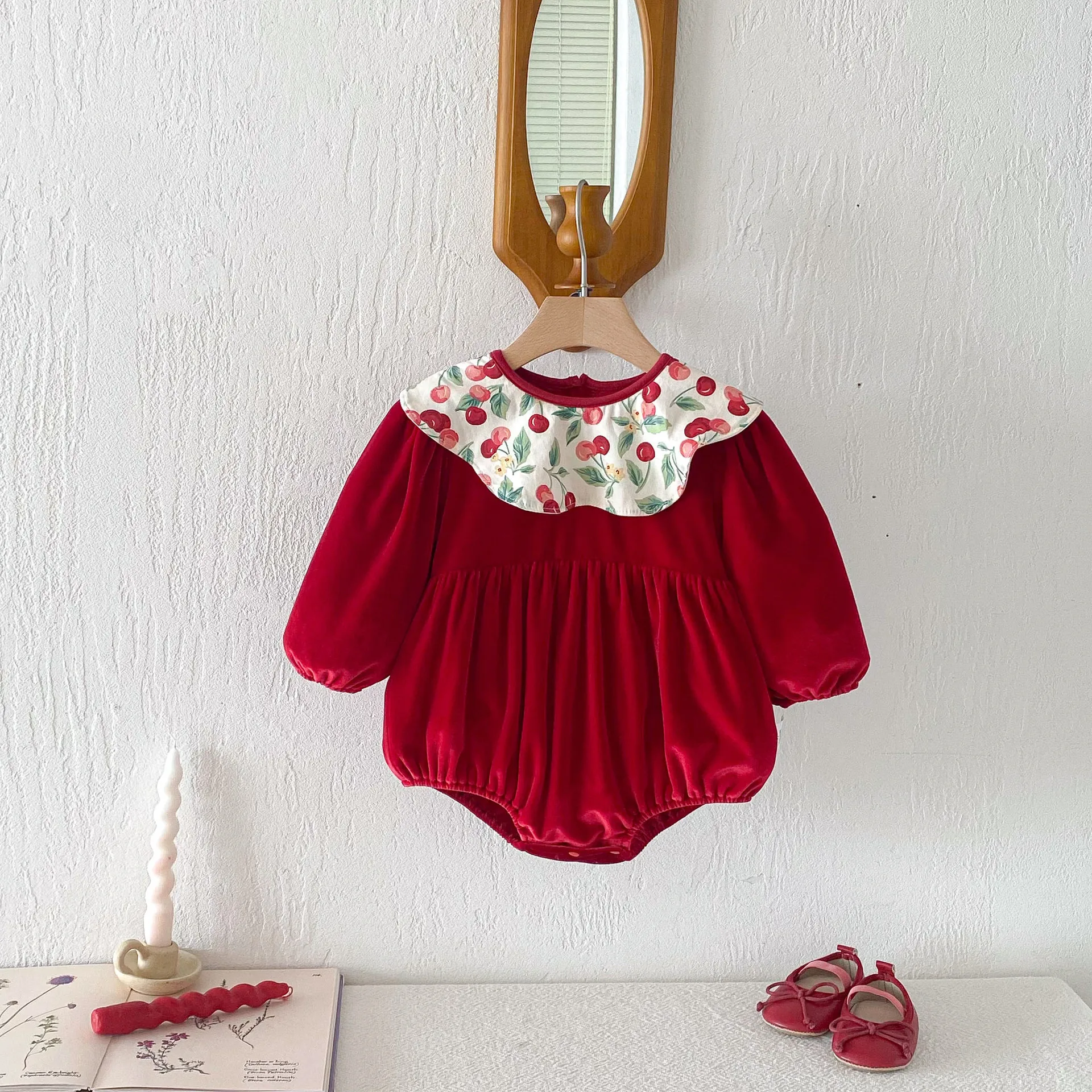 

Baby Girls Clothes 0-2 Y Toddler Girls Bodysuit Infant Velvet 100 Days Clothes Baby Outfit