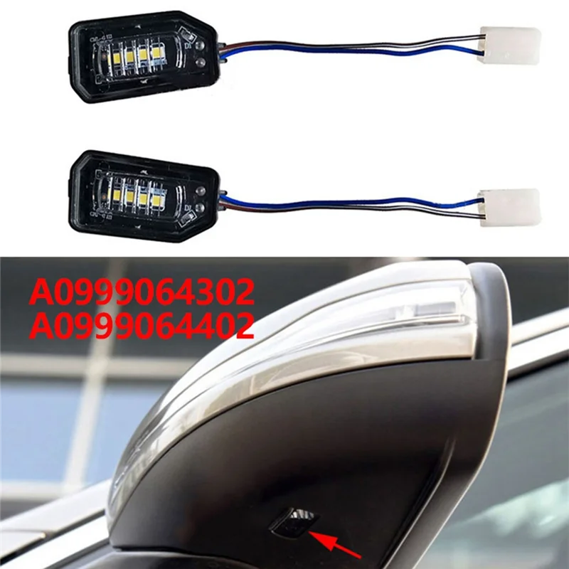 Luz LED para espejo retrovisor, luz de cortesía para Benz W205, W213, W222, GLB 2014-2020, sin cámara, A0999064302, A0999064402