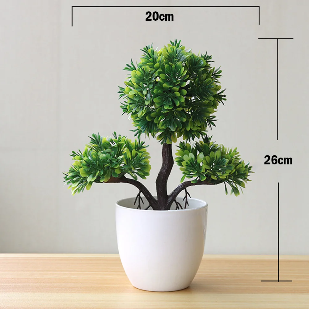 Nuevas plantas artificiales verdes bonsái árbol pequeño hierba flor bonsái en maceta decoración de peluquería de Halloween decoración de boda hogar