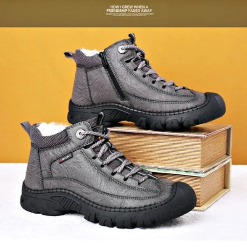 

Winter Men's Snow Boots Thickened Plush Warm Winter Boots Fashion Casual High-top Boot Non-slip Platform Boots Men Cotton Botas