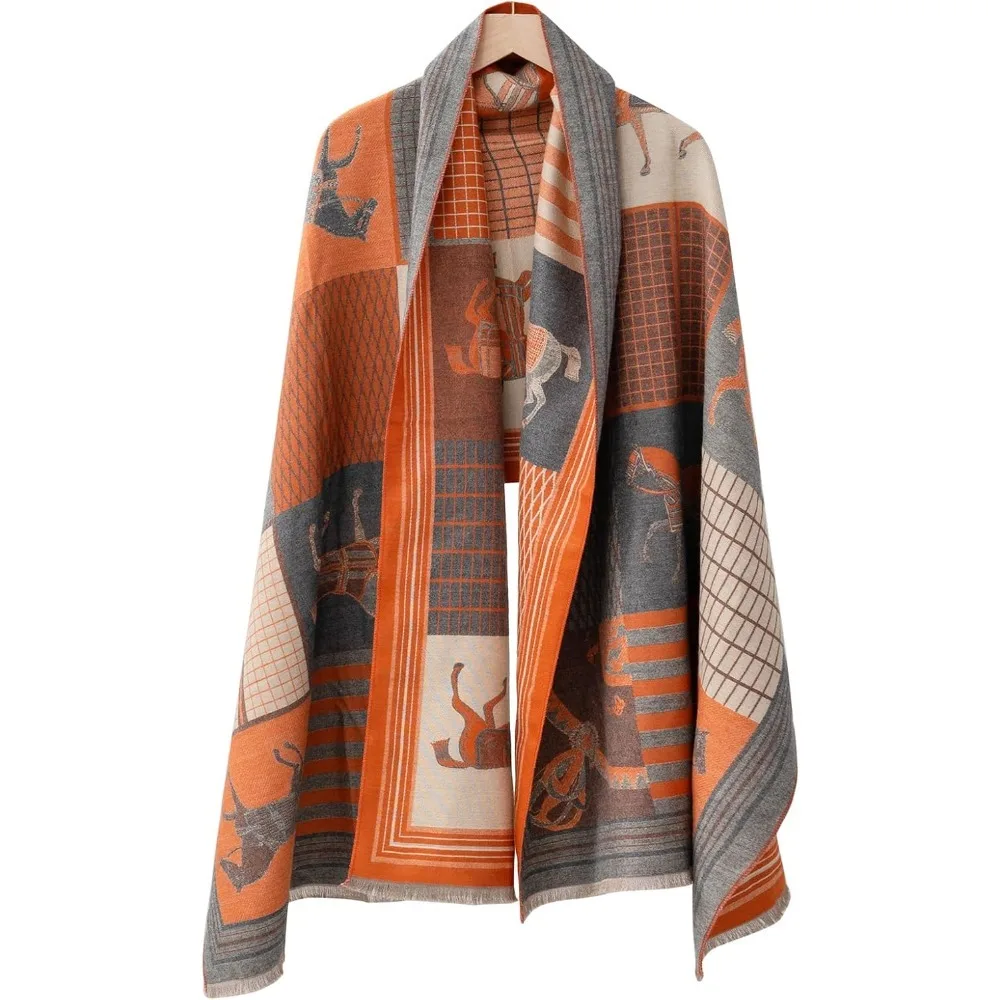 

Мягкая шелковистая шаль из пашмины для женщин, шарф с пончиками и цветочным принтом с бахромой, теплая зимняя накидка для свадьбы и путешествий