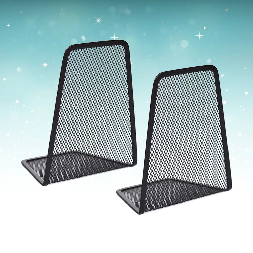 

2pcs Iron Mesh Book Folder Black Round Desktop Organizer For Office Home Study Space Saving File Holder Stand Iron Wire
