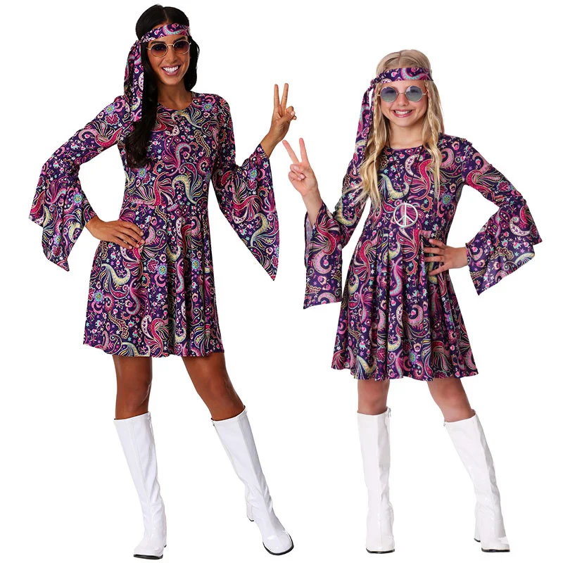 

Halloween Children's Day Stage Performance Party Party Bar Adult Children's Concert Hippy Women's Costume