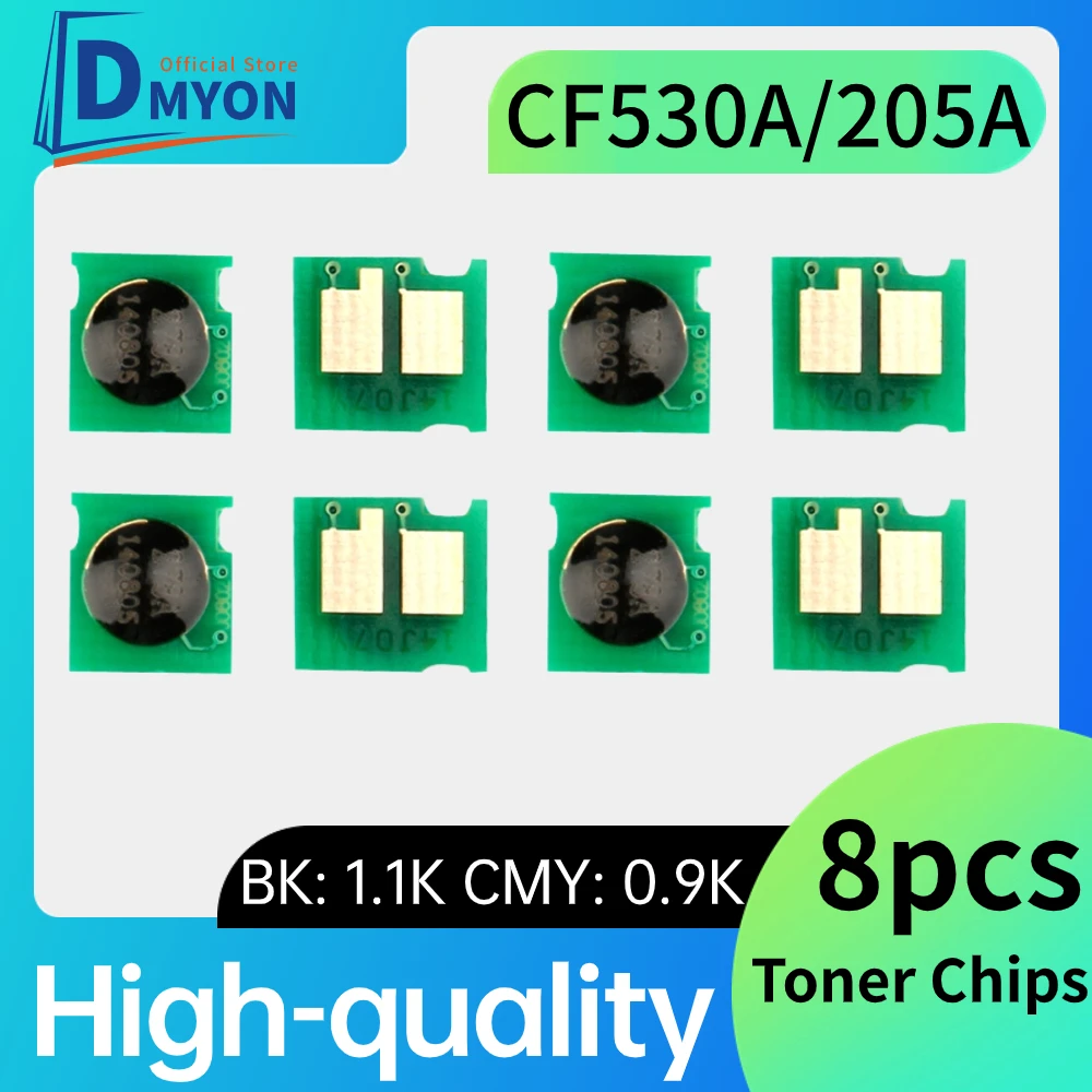 

8pcs CF530A cartridge chips CF531A CF532A CF533A 205A for HP Color LaserJet Pro M154a M154nw M154 M180n M181 M180 toner chip