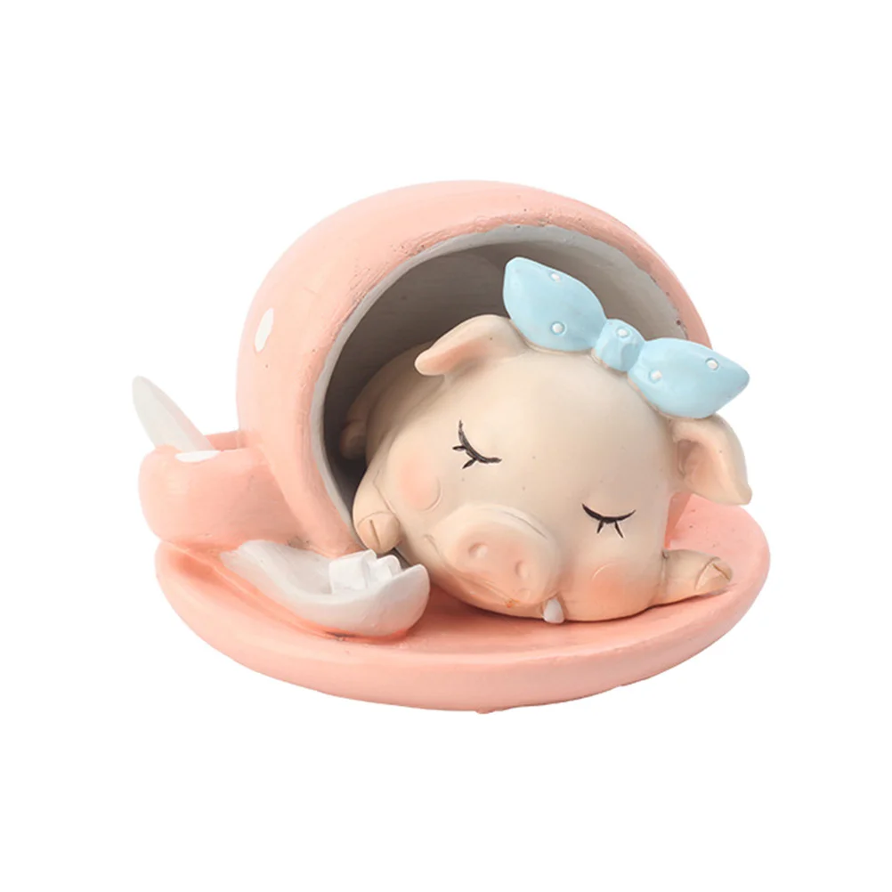 

1Pcs Resin Pig Craft Cute Animal Desktop Decoration Resin Decor Miniature Garden Ornament for Home Office Gift