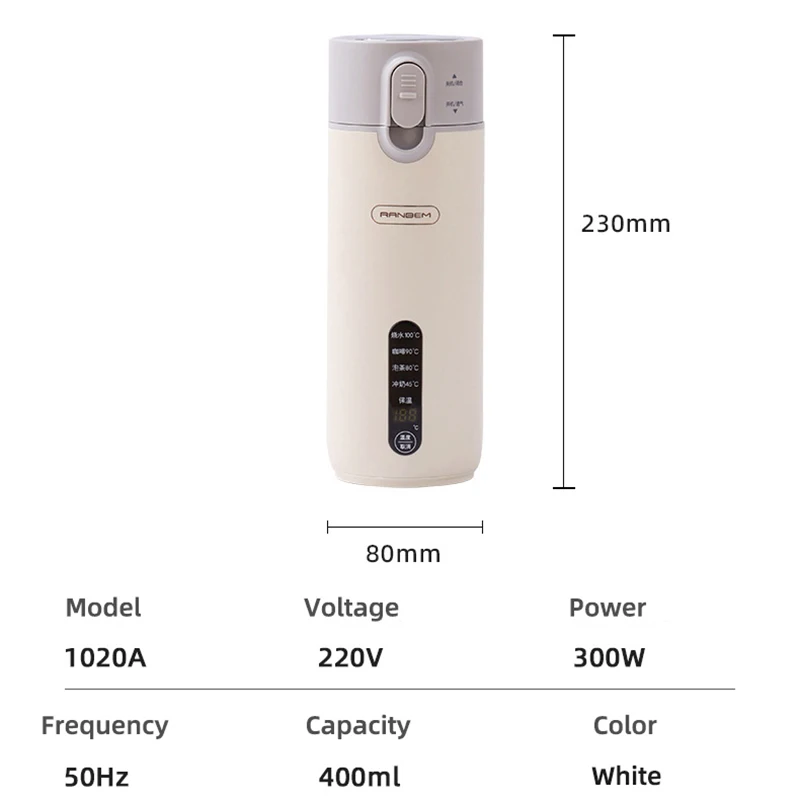 Czajnik elektryczny 400 ml Przenośny kubek grzewczy Wielofunkcyjny garnek na gotowaną wodę Inteligentny czajniczek z regulacją temperatury do podróży
