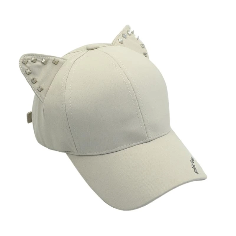 

652F Cats Ear Baseball Hat for Women and Girl Korean Skull Hat Outdoor Photo Caps Popular Shopping Streetwear Sun Hat