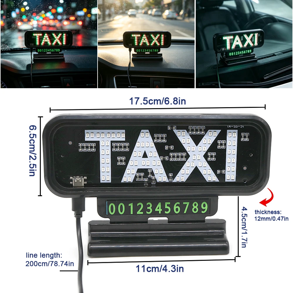 Taxi Light,Dual Colors 3D Taxi LED Sign Decor, 2 Color Changeable Taxi LED Light With USB C