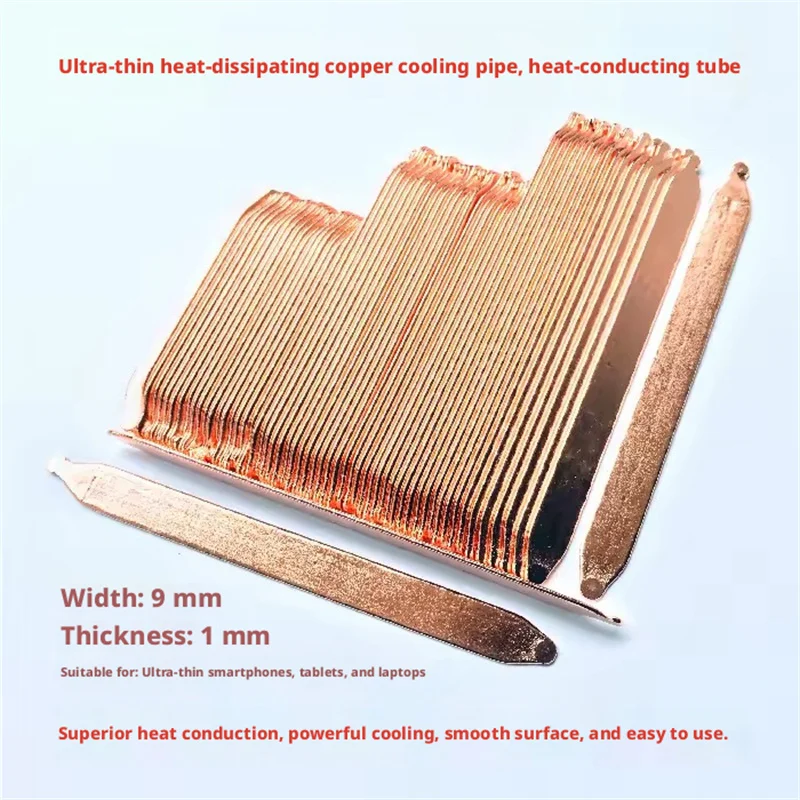 1PCS 1.0mm Ultra-Thin Pure Copper Heat Pipe 9mm Diameter for Laptop Notebook GPU RAM Cooling Radiator Heatsink Cooler