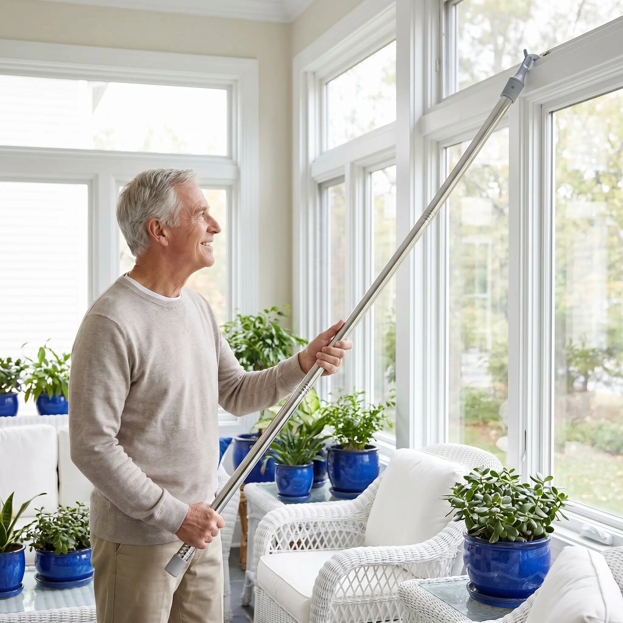 Aluminum Alloy Attic Ladder Puller Telescoping Pole with Hook Extendable Pull Down System for Loft Staircase Rv Awning Window