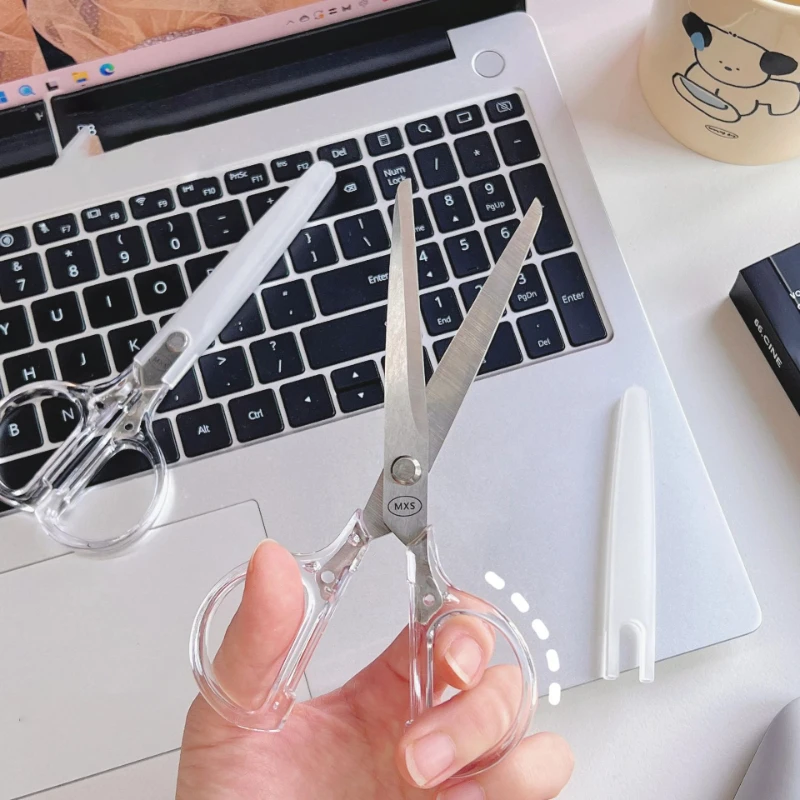 Ins مقص مكتب بسيط، مخطط شفاف، مقص محمول مصنوع يدويًا، سكاكين قطع الورق الفنية للطلاب بالجملة #4
