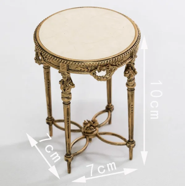 로열 레트로 사이드 테이블 (BJD 인형용) 레갈 크래프트 1/6 미니어처 원형/사각 테이블 (조각된 베이스 & 플로어 시계, 궁전 장면 장식 포함)