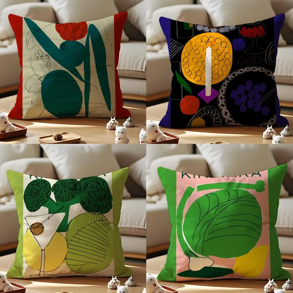 A-Anti Kalevi Illustration ART Cushion Cover Anti-dustmite Pillowcase Invisible Zipper Silky Short Plush Sofa Cushion Cover