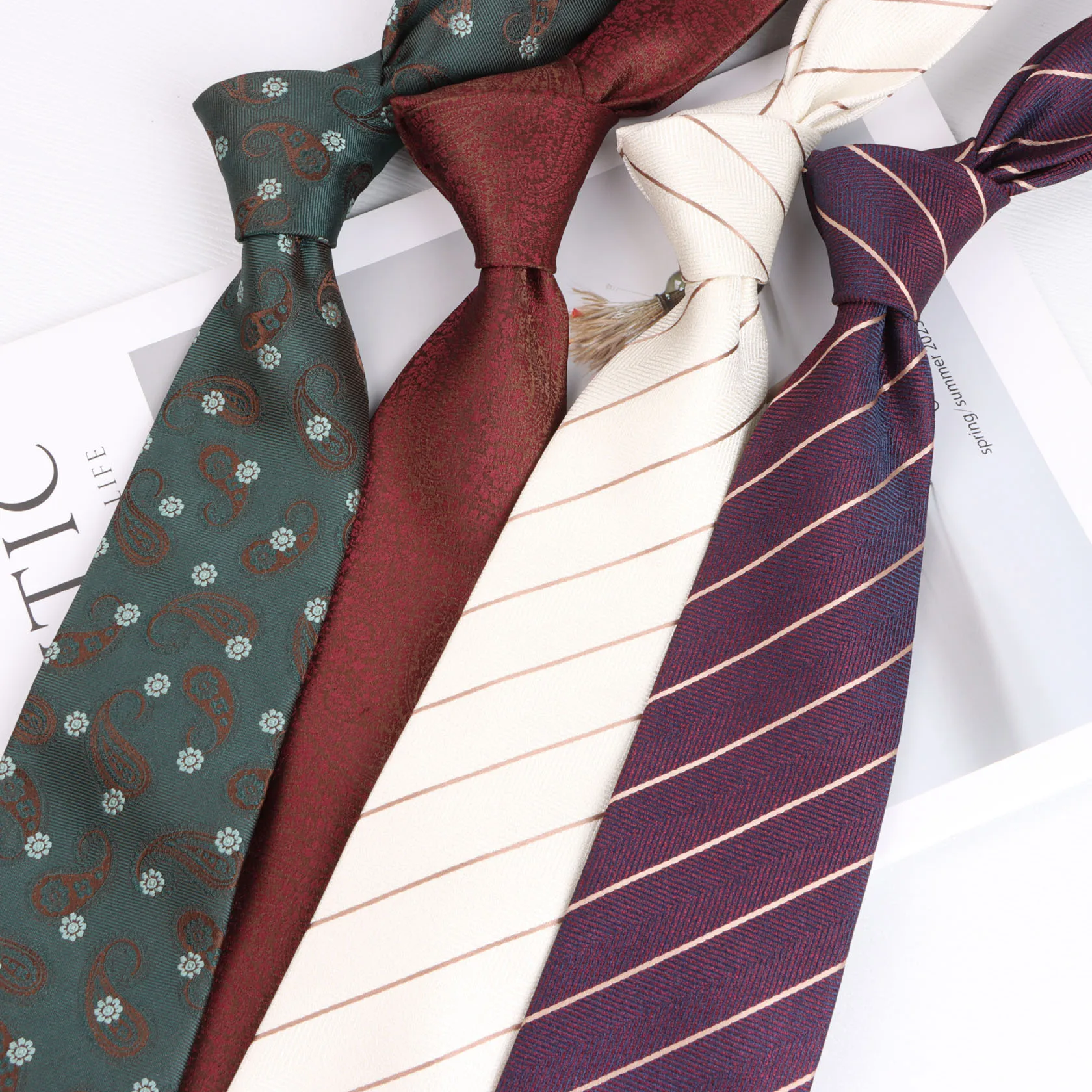 New British Men's Formal Dress Necktie Fashion Floral Striped Pattern Neck Ties For Men Vintage Classic Ties Wedding Daily Wear