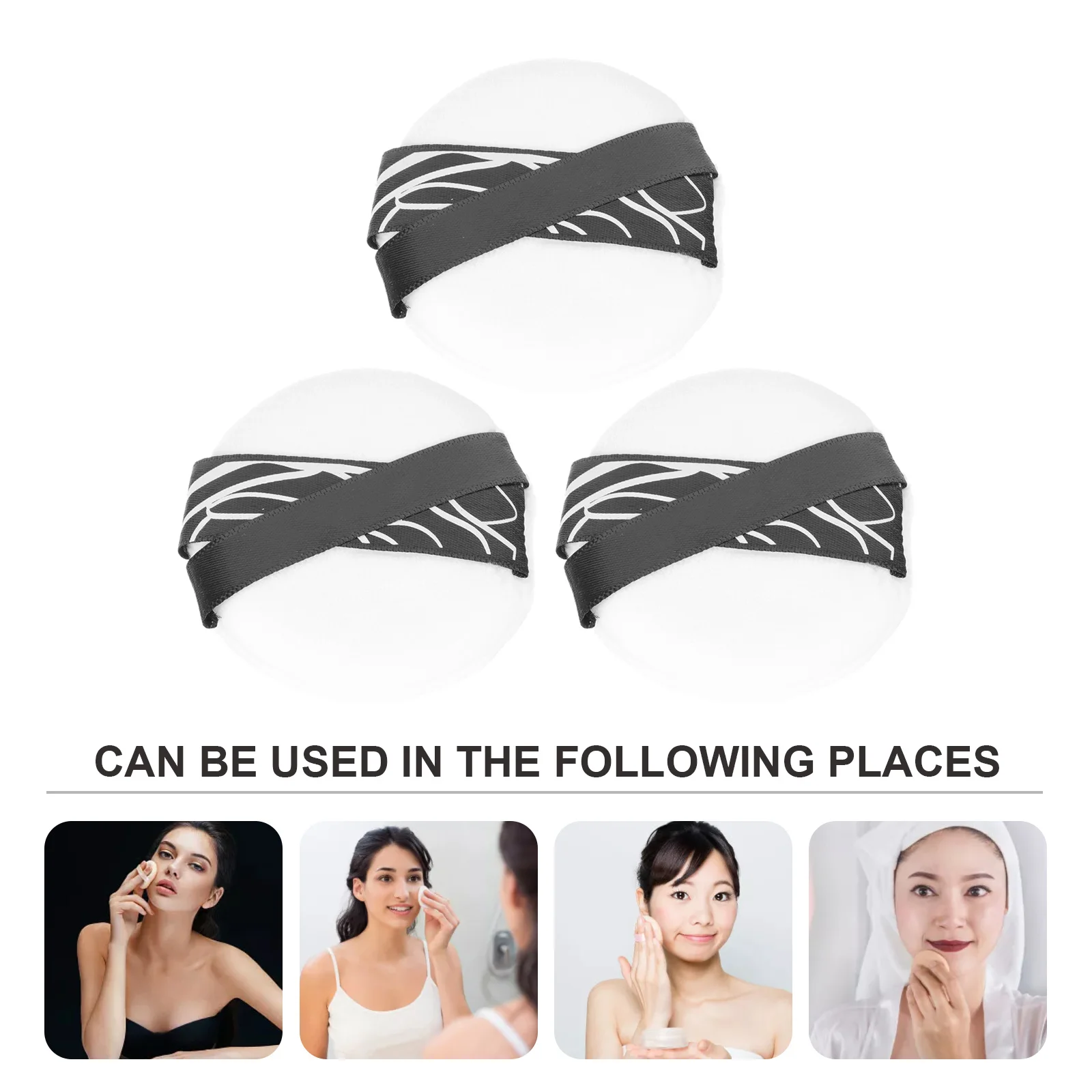 Bouffée de poudre superposée, applicateur de maquillage confortable, outils, petits cosmétiques arrondis pour l'application, 3 pièces