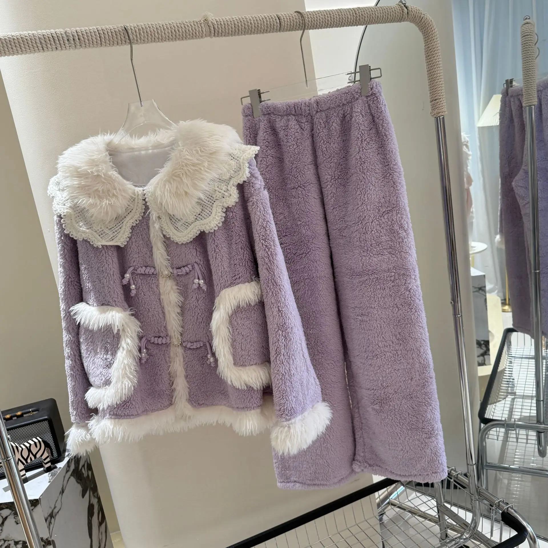 

Роскошные зимние плотные цветные флисовые бархатные пижамы для женщин, женская одежда для сна, теплый пушистый кардиган, домашняя одежда, домашняя одежда, ночное белье