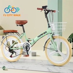 FJ Durable Exquisite Folding Bicycle 20 Inch Variable Speed Bicycle Lightweight Bicycle Classic Bicycle For Adults And Children