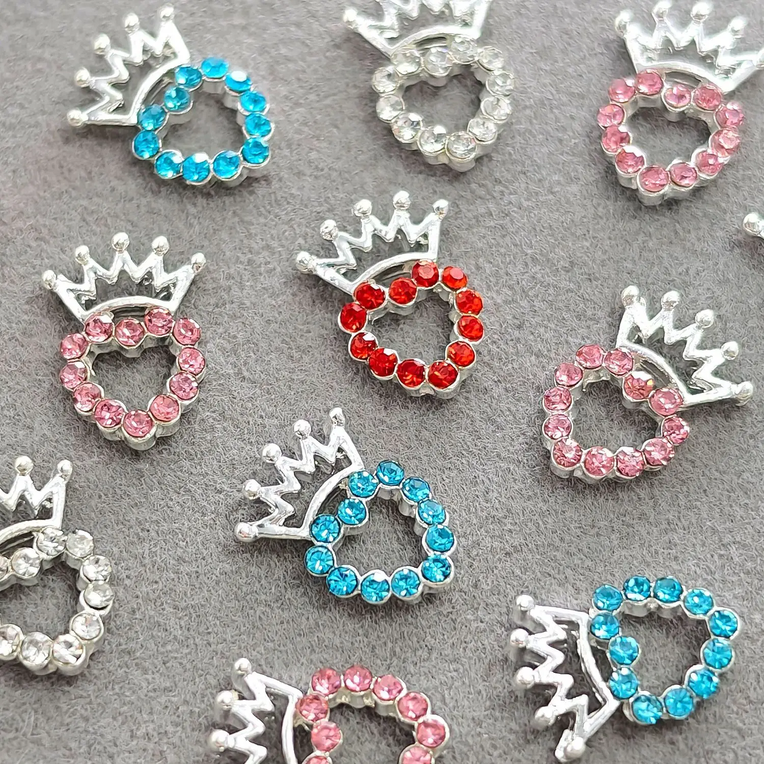 10PCS Luxury Alloy Nail Art Imperial Crown Love Heart Charms Rhinestone Frame Accessories For Nails Decoration Manicure Supplies